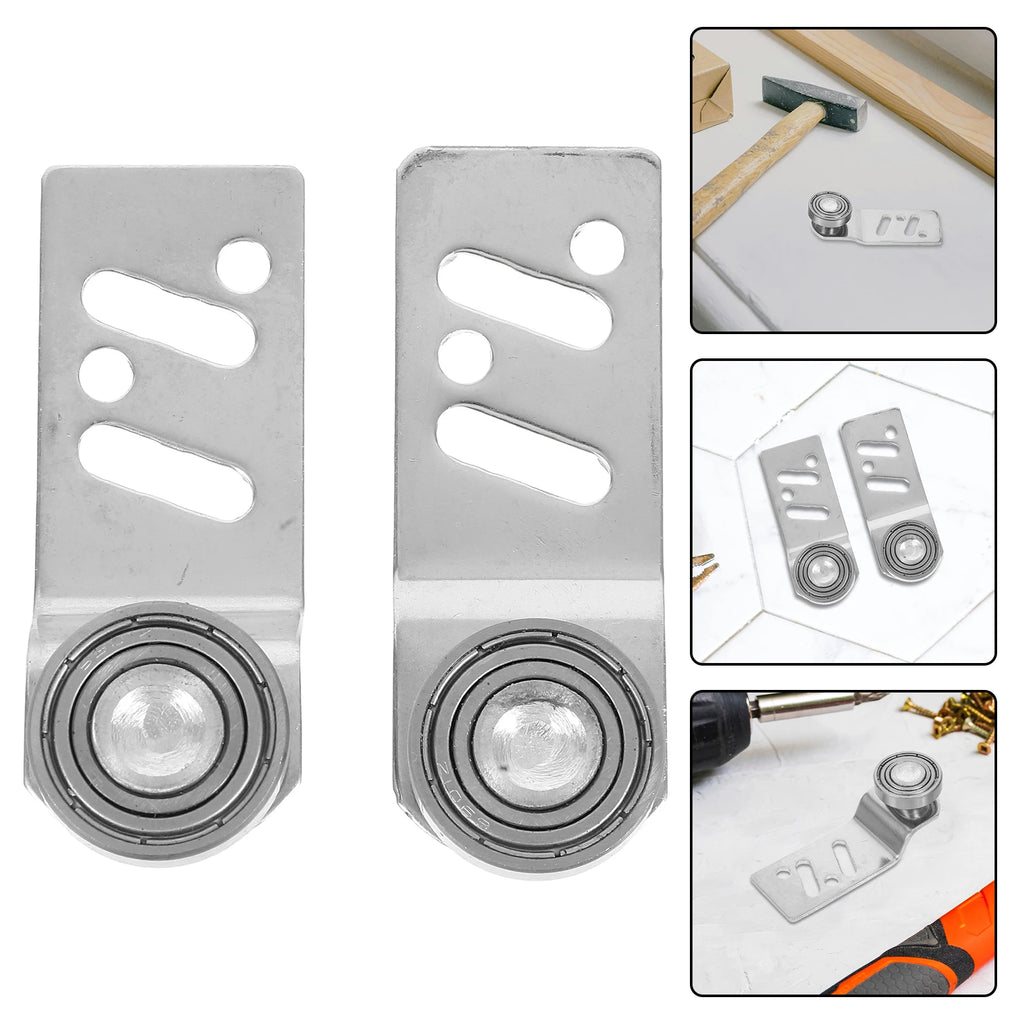 1 Pair Stainless Steel Sliding Door Pulley 23mm Axle Heavy-Duty Angled Sliding Door Runner With Steel Ball Bearings Hardware