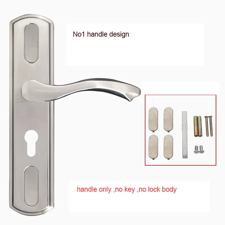 Adjustable Stainess Steel Door Handle lock set Home Security With Keys  Interior Door Lock Hole Size110-190mm