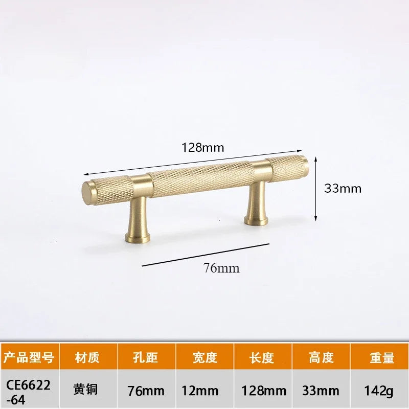 Modern Knurl Solid Brass Cabinet Knobs and Handles Golden Luxury Handles for Furniture Drawer Wardrobes Shoe Cabinets Pulls