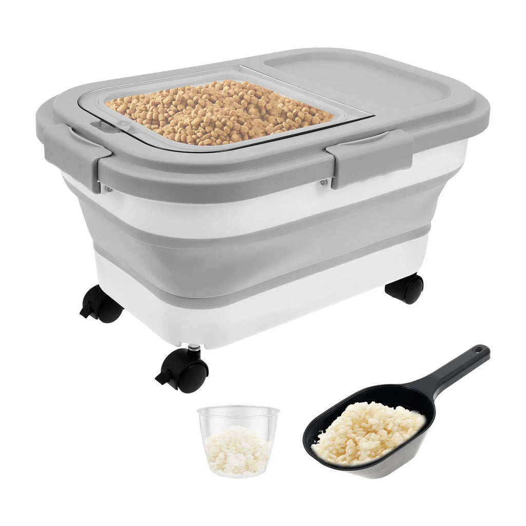 Collapsible Pet Food Storage Barrel Large Capacity Cat Dog Food Storage Container Sealing Kitchen Grain Rice Storage Boxes
