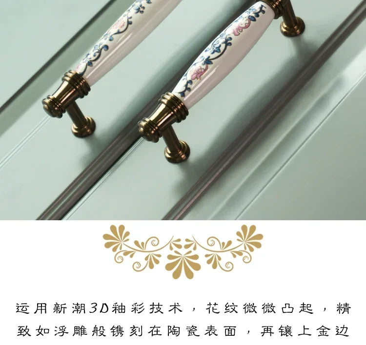 ceramic handle American retro cabinet door modern minimalist European style drawer cabinet wardrobe cabinet handle