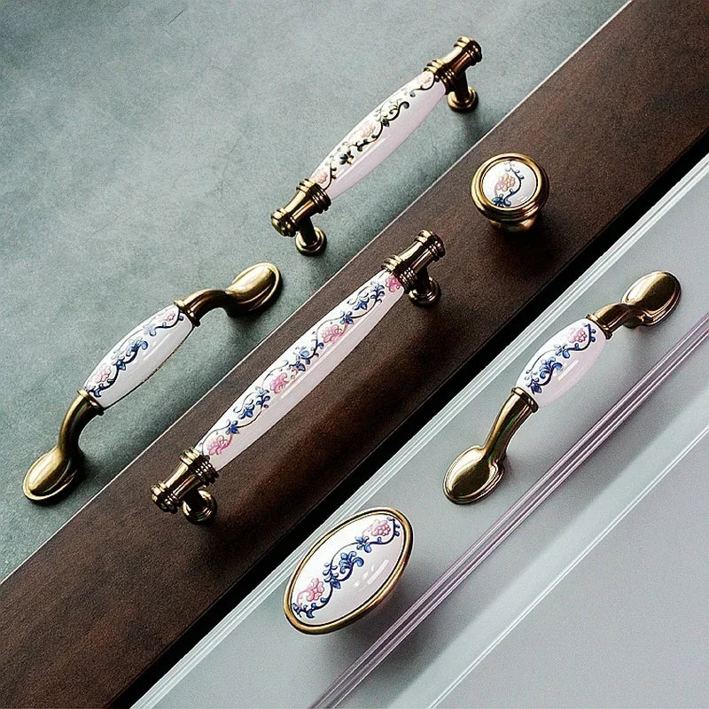 ceramic handle American retro cabinet door modern minimalist European style drawer cabinet wardrobe cabinet handle