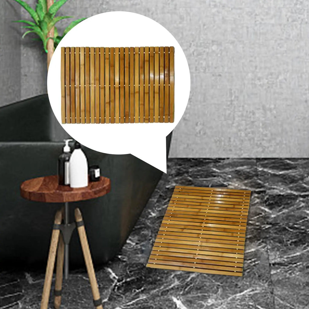 Natural Bamboo Wood Bath Mat Waterproof Floor Mat for Bathroom Toilet Pet Mat Bamboo bath mat large small for shower non slip