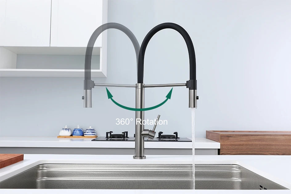 Kitchen Faucet Sink Faucets Rubber Pull Down Stream Sprayer Taps Stainless Steel 304 Rotatable Kitchen Mixer Water Tap Crane