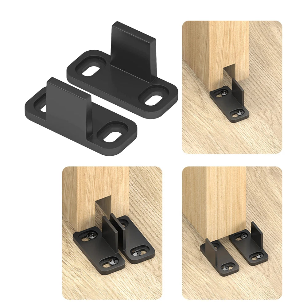 2pcs Sliding Barn Door Floor Guides Closet Door Guides Hardware Plastic Floor Wall Mounted Bottom Track Guide for Sliding Doors