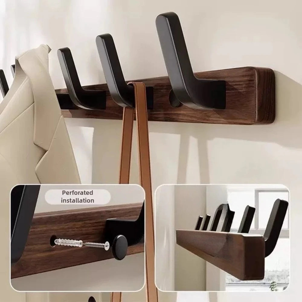 Strong Solid Wood Hook Hanging Clothes Rack Behind The Living Room Door Wall Mount Entrance Hall Towel Hat Hanging Cap Holder