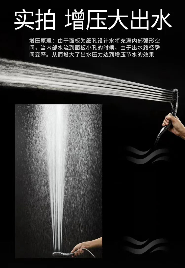 Bathroom Shower Head 300-Hole Square Hand-Held Pressurized Shower Nozzle Bath Shower Pressurized Head Water-Saving