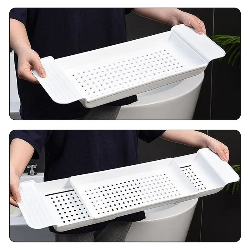 Bathtub Tray Storage Rack Shelf Tub Multi-Function Towel Organizer Retractable Bath Shelf In The Bathroom Bathtub Accessories