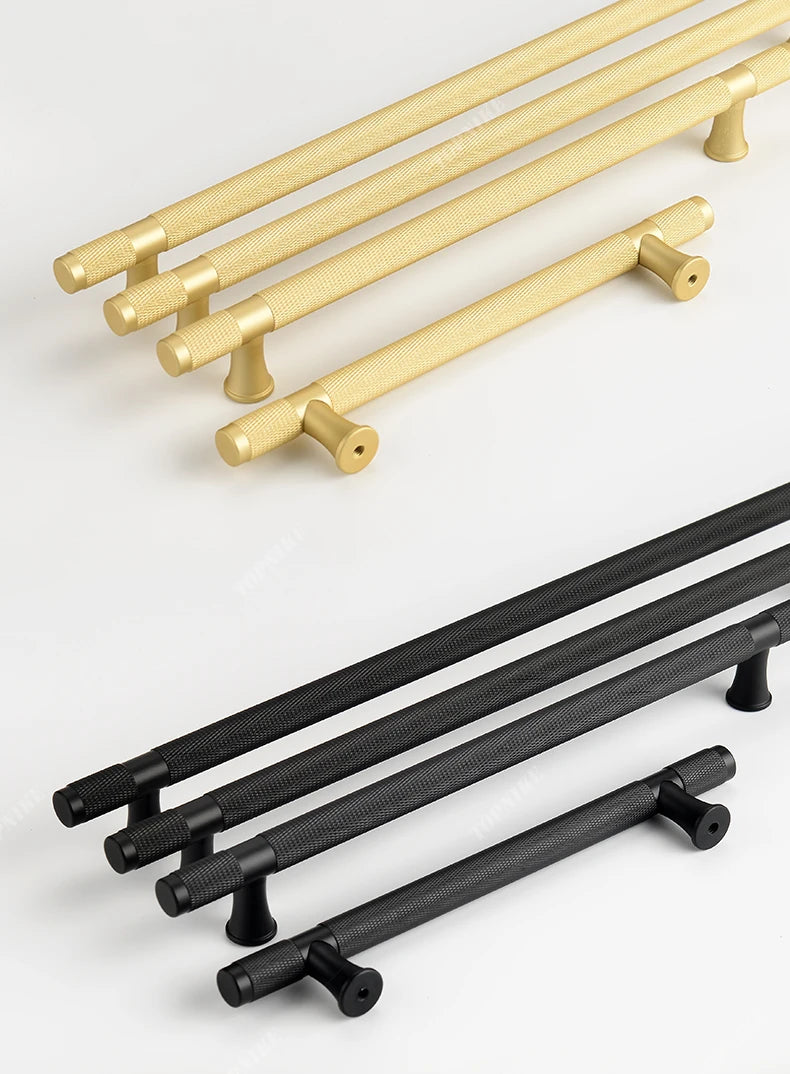 Simple Kitchen Cabinet Wardrobe Door Handles Drawer Knobs and Handles for Furniture Gold Black Knurled Nordic Style