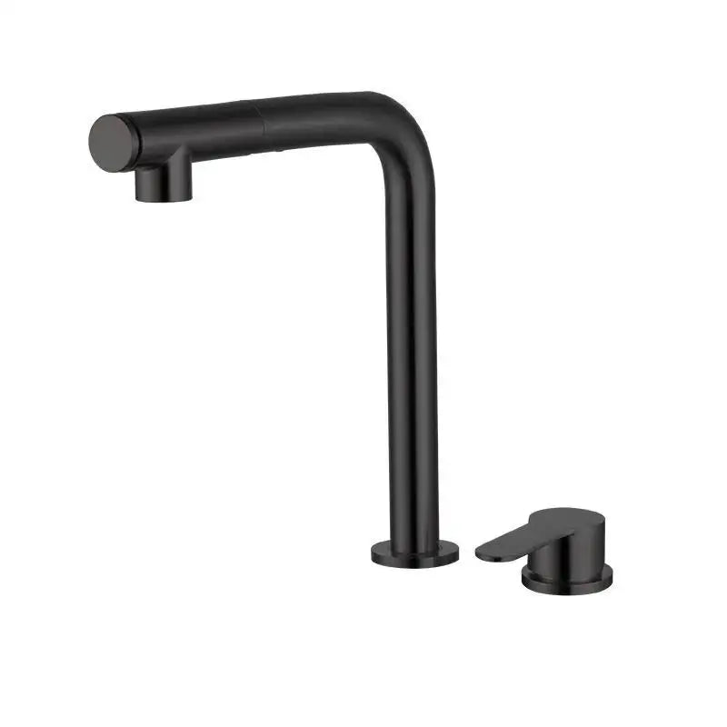 Pull-out Kitchen Sink Faucet Lift Concealed Hot And Cold Mixed Water Faucet 304 Stainless Steel Double Hole Single Handle Tap