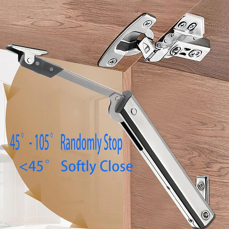 Heavy Duty Hydraulic Cabinet Hinge Randomly Stop Soft Closing Kitchen Hinges Adjustable Door Support Lift Up Door Hardware