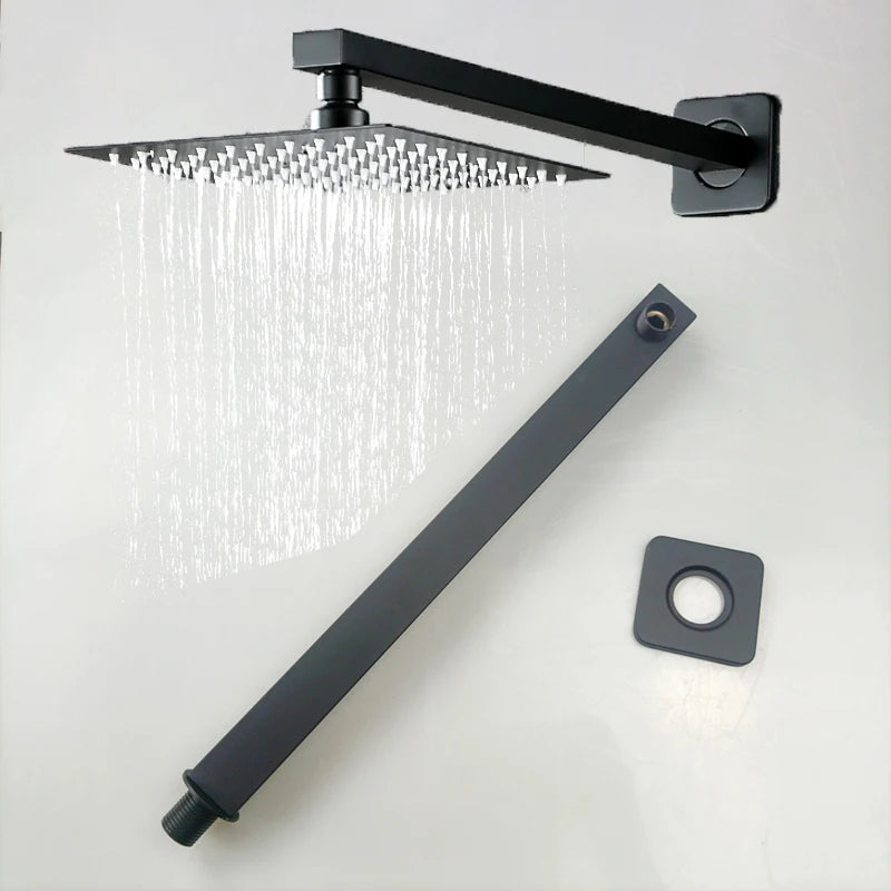 Shower Head 10/12 inch Rainfall Shower Head with Wall Mounted Shower Arm Bathroom Shower Accessories
