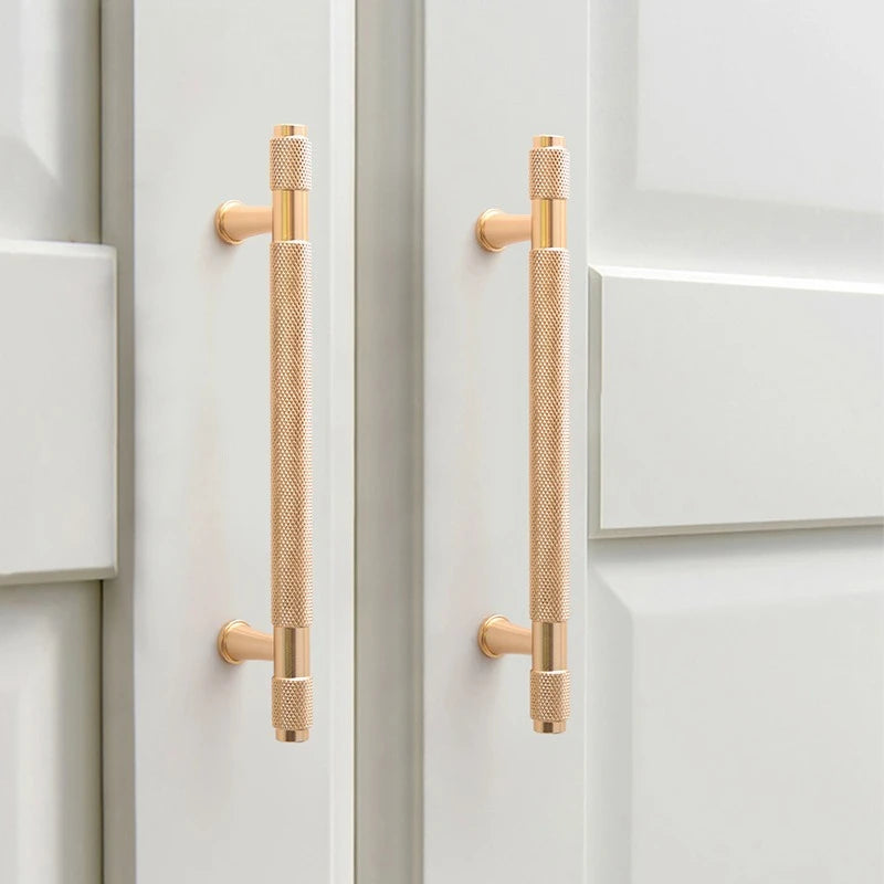 Modern Minimalist Space Aluminum Knurled Handles, Gold/Black, Essential for Home Decoration door handle Cabinet handle knob