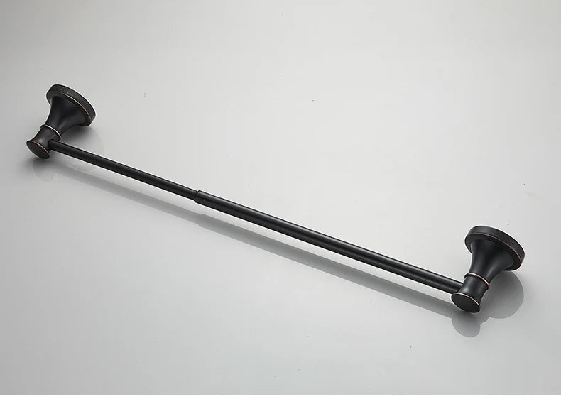 Bathroom Bath Toilet Paper Holder Robe Hook Bathroom Retractable Towel Hanging Rod Black Zinc Alloy EL852