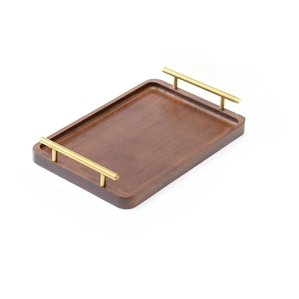 Rectangular Wood Tea Tray Display Plate with Handles Tea Set Cup Storage Plate Household Coffee Dessert Snack Fruit Platter