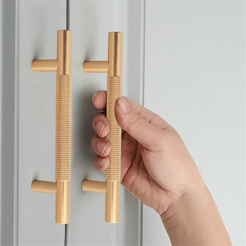 KK&FING Round Rod Knurled Carved Aluminum Alloy Furniture Door Handle Cupboard Wardrobe Door Pulls Cabinet Drawer Knobs Hardware