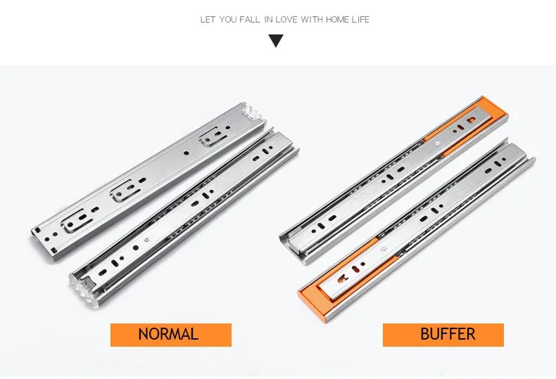 10" - 22" Stainless Steel Drawer Slides Soft Close Drawer Track Rail Sliding Three-Section Cabinet Slides Furniture Hardware
