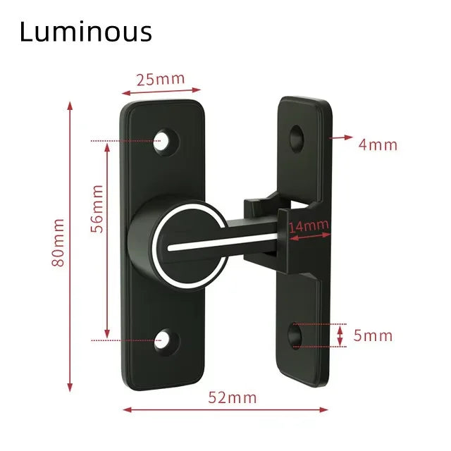 Interior Door Bolt Luminous Bolt old-fashioned Surface-mounted Room Roor Latch 90 Degree Heavy-duty Lock