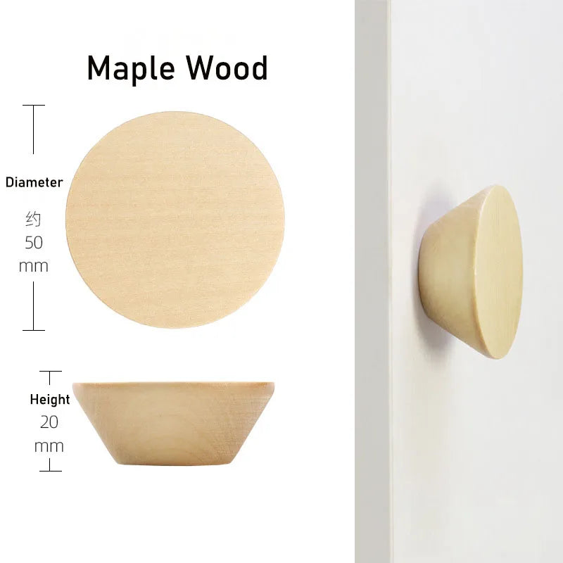 circular button handle modern cabinet handles solid wood home wardrobe drawer cabinet handle single hole wooden handle