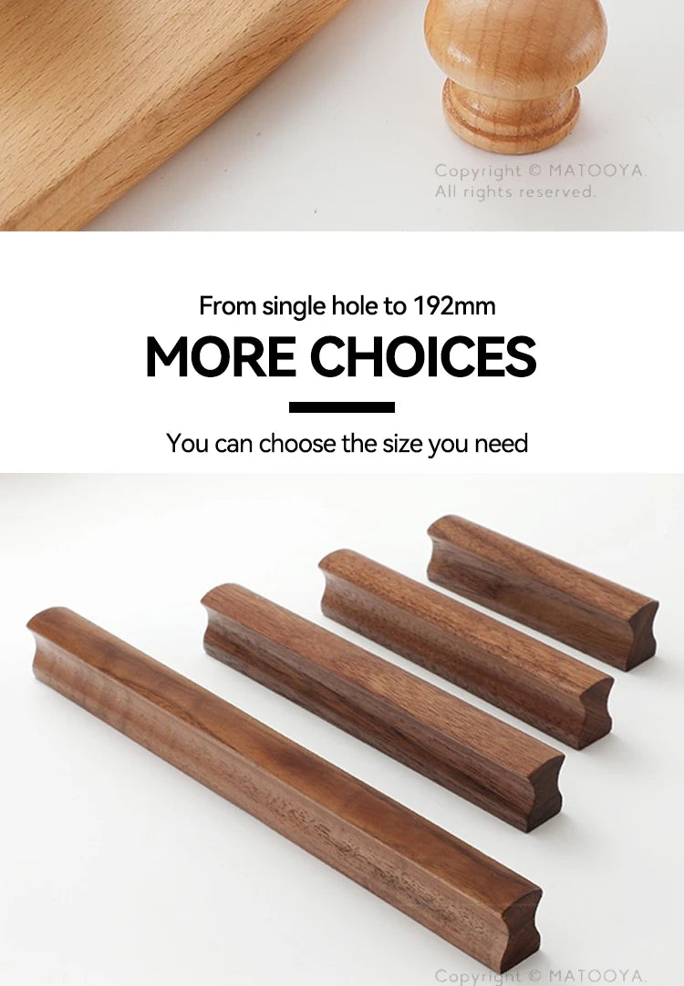 Wooden Furniture Handles Walnut Kitchen Cabinet Handles Drawer Knobs Handles for Cabinets and Drawers Long Wardrobe Pulls
