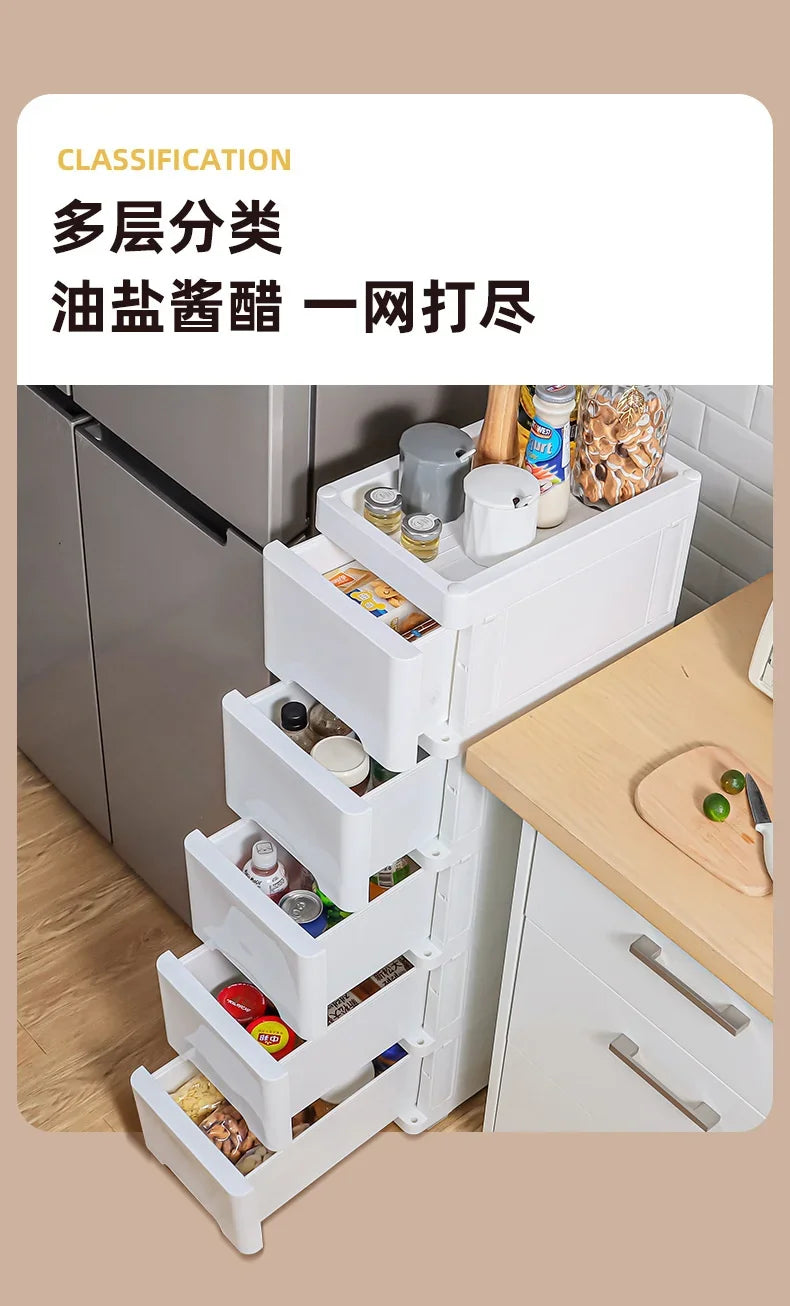 Multi-Tier Spice Holder with Pull-Out Drawer Convenient Mobile Kitchen Organizer Utility Rack for Easy Access