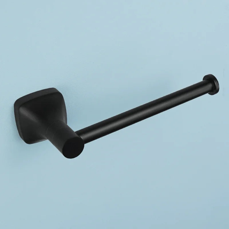Matte Black Bathroom Accessories Set Wall Mount Stainless Steel Clothes Hook Toilet Paper Holder Towel Bar Hardware Pendant