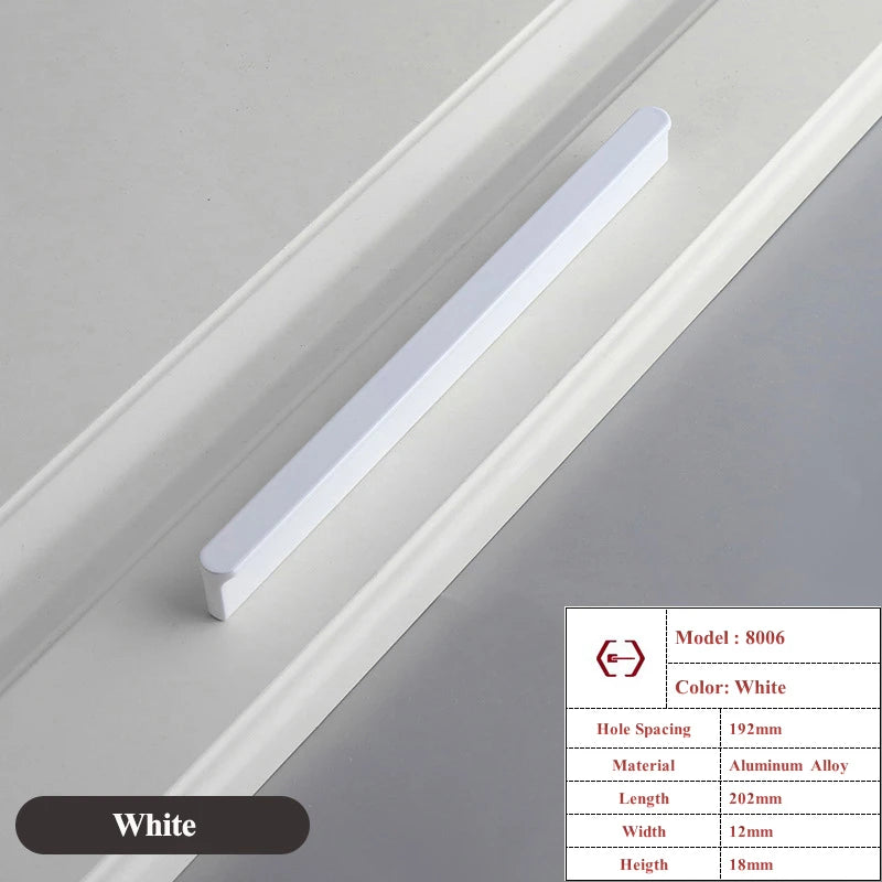 Modern Simple White Long Cabinet Handle Kitchen Cupboard Furniture Length Door Handle  Wardrobe Closet Hardware Drawer Pull Knob