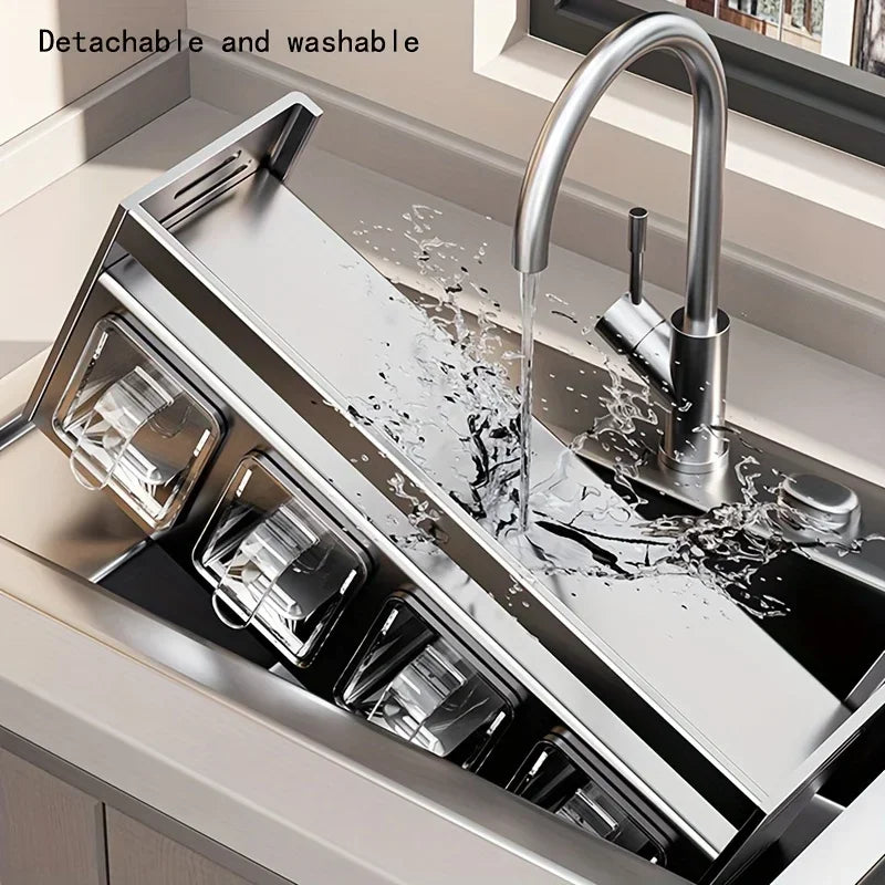 Stainless Steel Kitchen Spice Rack Wall-Mounted Multi-Functional Spice Rack Box Jar Kitchen Storage Home Organizador De Cocina