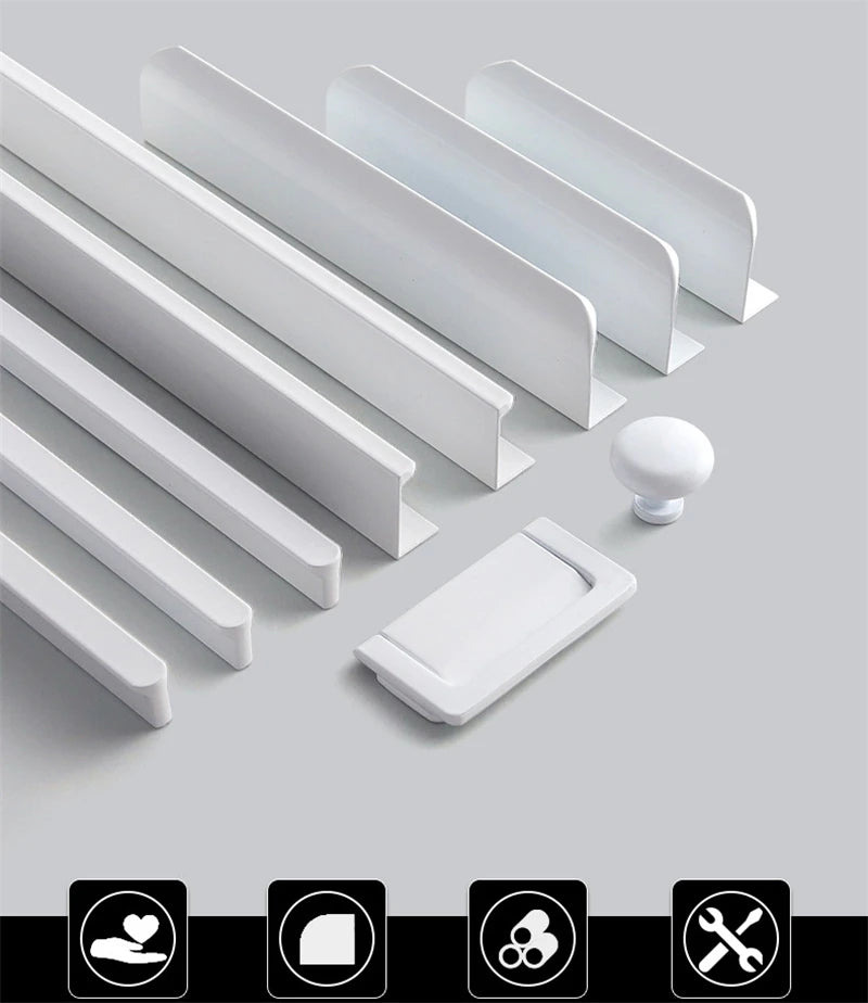 Modern Simple White Long Cabinet Handle Kitchen Cupboard Furniture Length Door Handle  Wardrobe Closet Hardware Drawer Pull Knob