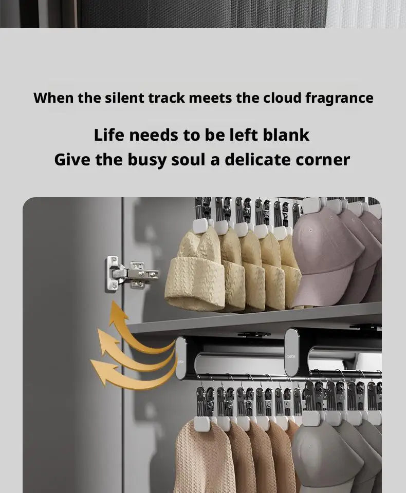 Retractable Closet Pull Out Rod Wardrobe Trousers Rack Clothes Hanger Top-mounted Damping  Slide Rail Valet Rod Pull-out Rack