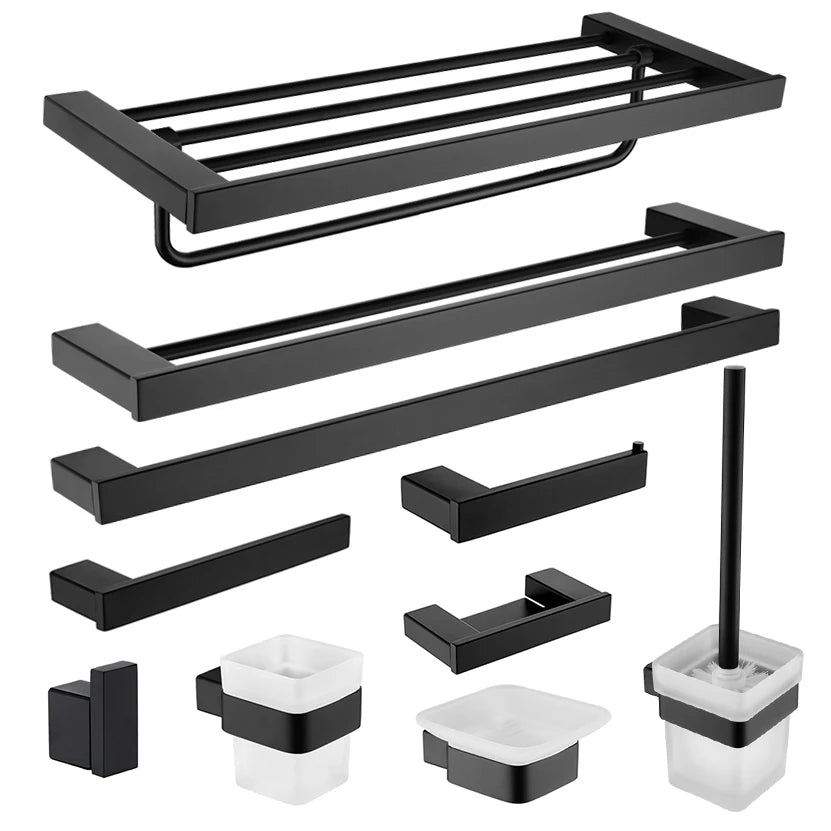 Stainless Steel Bathroom Accessories Wall Shelf Towel Bar Rack Rail Toilet Brush Roll Paper Holder Soap Dish Bathroom Hardware