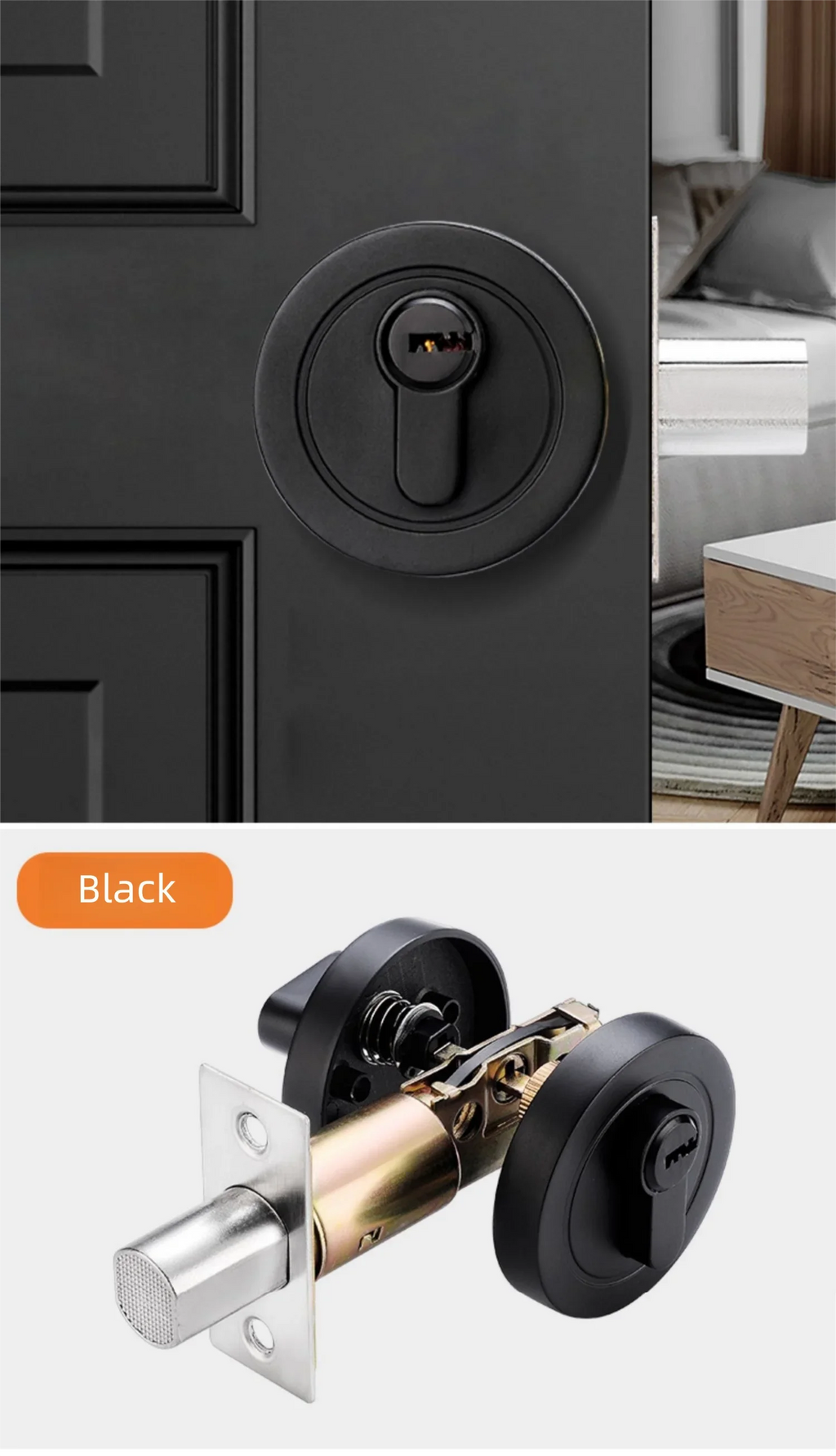Hidden door lock; concealed lock; wooden door lock; single and double-sided lock; bedroom door lock; hallway lock; auxiliary ind