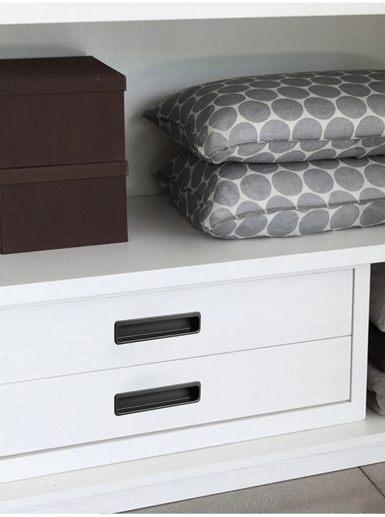 Simple modern drawer cabinet door shoe cabinet concealed built-in closet door slotted invisible sliding door handle