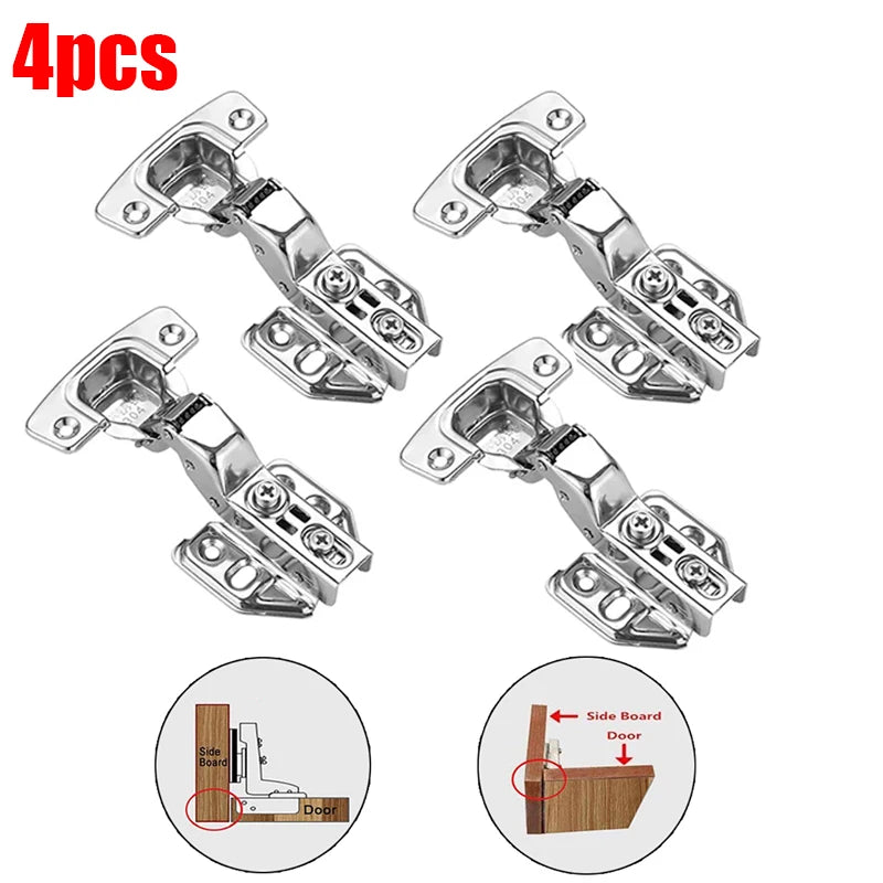 2-20Pcs Stainless Steel Cabinet Door Hinges Hydraulic Damper Buffer Soft Close Quiet Wardrobe Door Concealed Hinges with Screws