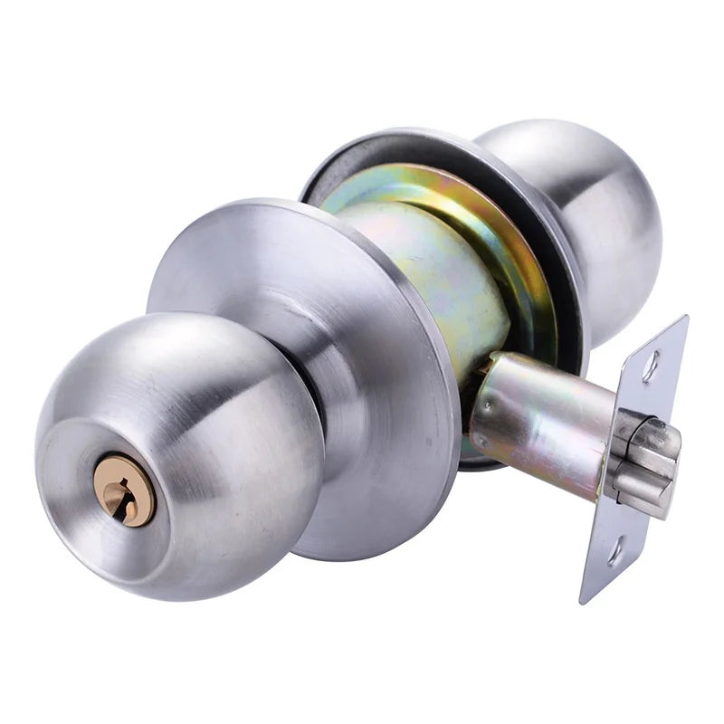 ZEXEF Stainless Steel Round Door Knobs Rotation Lock Knobset Handle Metal Door Knob With Key For Bedrooms Living Rooms Bathrooms