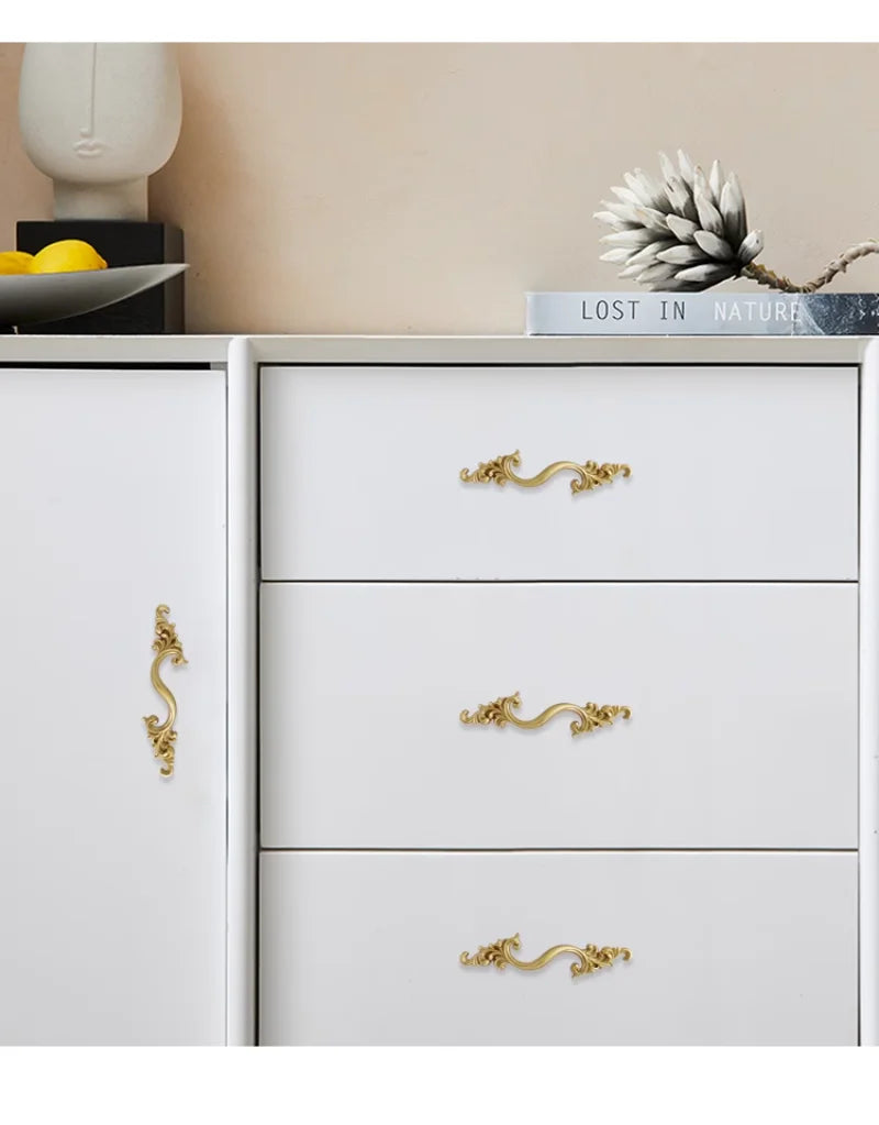 American Cabinet Door Handle Brass Wardrobe Drawers Modern Simple French Nordic Pure Copper Cabinet Gold Drawer Knobs