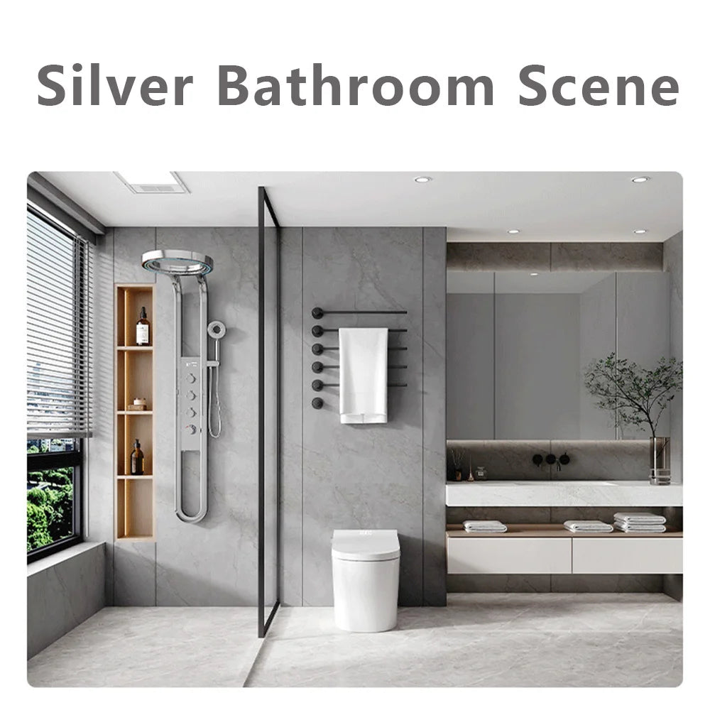 Modern High End Rainfall Shower Panel SPA Massage Jet Waterfall Showers Column Taps Set LED Display Smart Bathroom Shower System