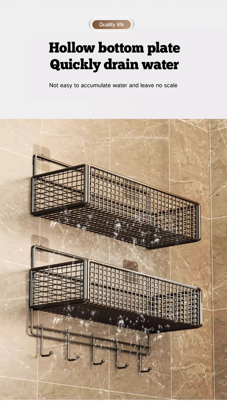 Bathroom Storage Rack Non Perforated Wall Mounted Towel And Toiletries Storage Rack Restroom Storage