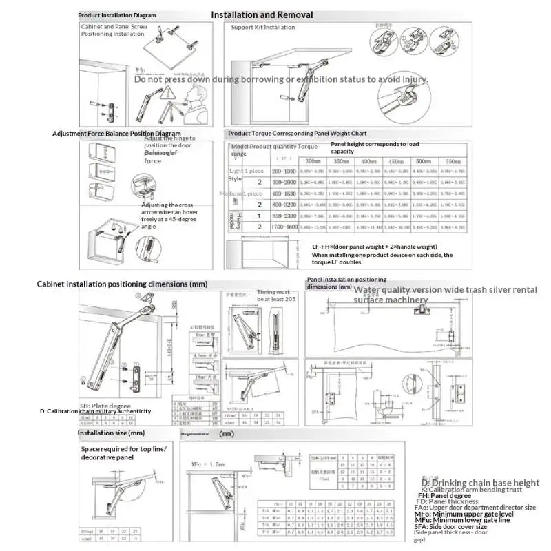 Kitchen Cabinet Hydraulic Hinge Heavy Duty Adjustable Door Support Soft Close Lift Up Randomly Stop
