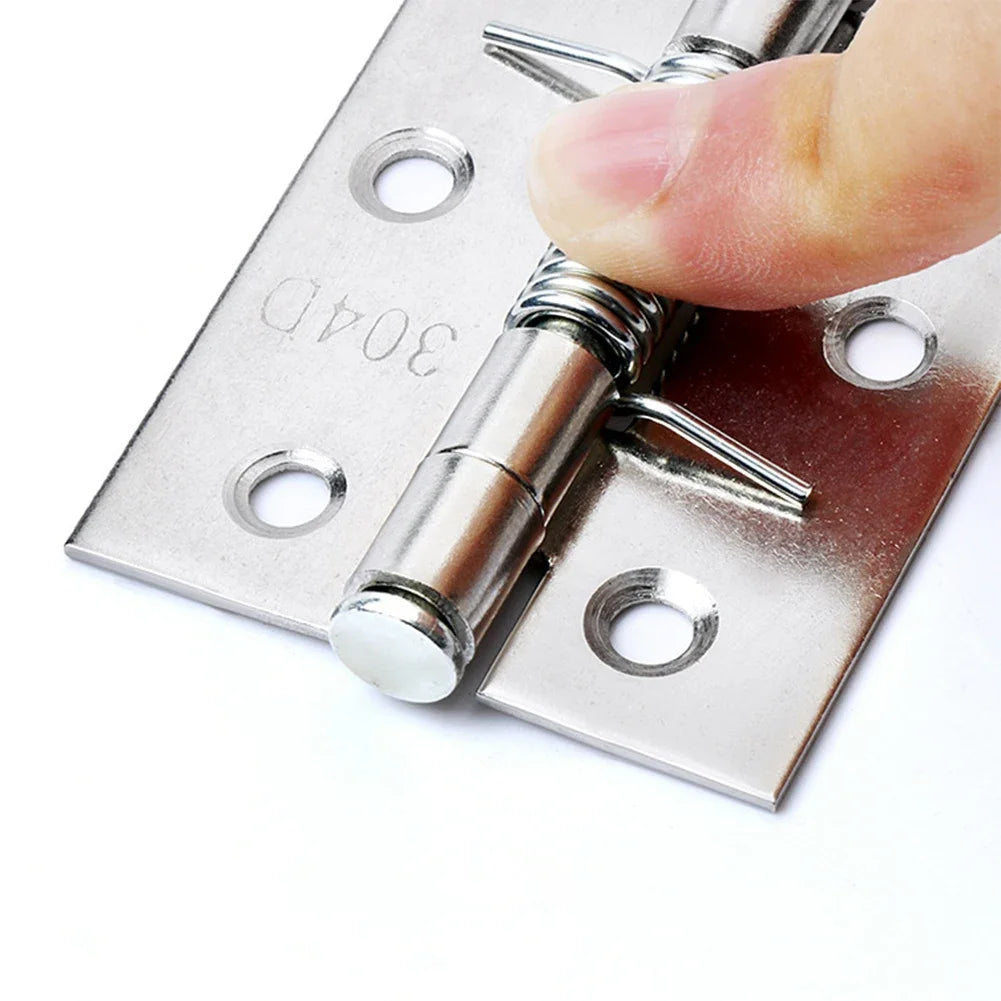 2pcs Self Closing Spring Door Hinge Stainless Steel Hinge For Cabinets Door Closer Automatic Rebound Hinge Furniture Hardware