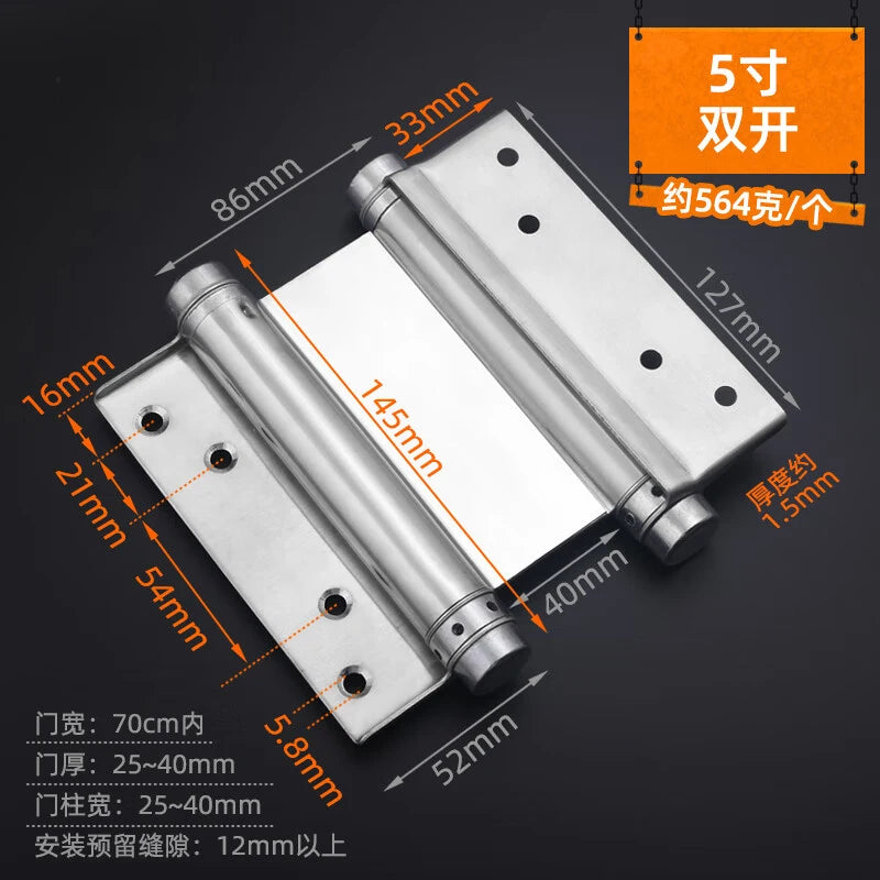 Stainless Steel Automatic Rebound Hinge Invisible Door Self-Closing Door Closer inside and outside Open Two-Way Spring Hinges