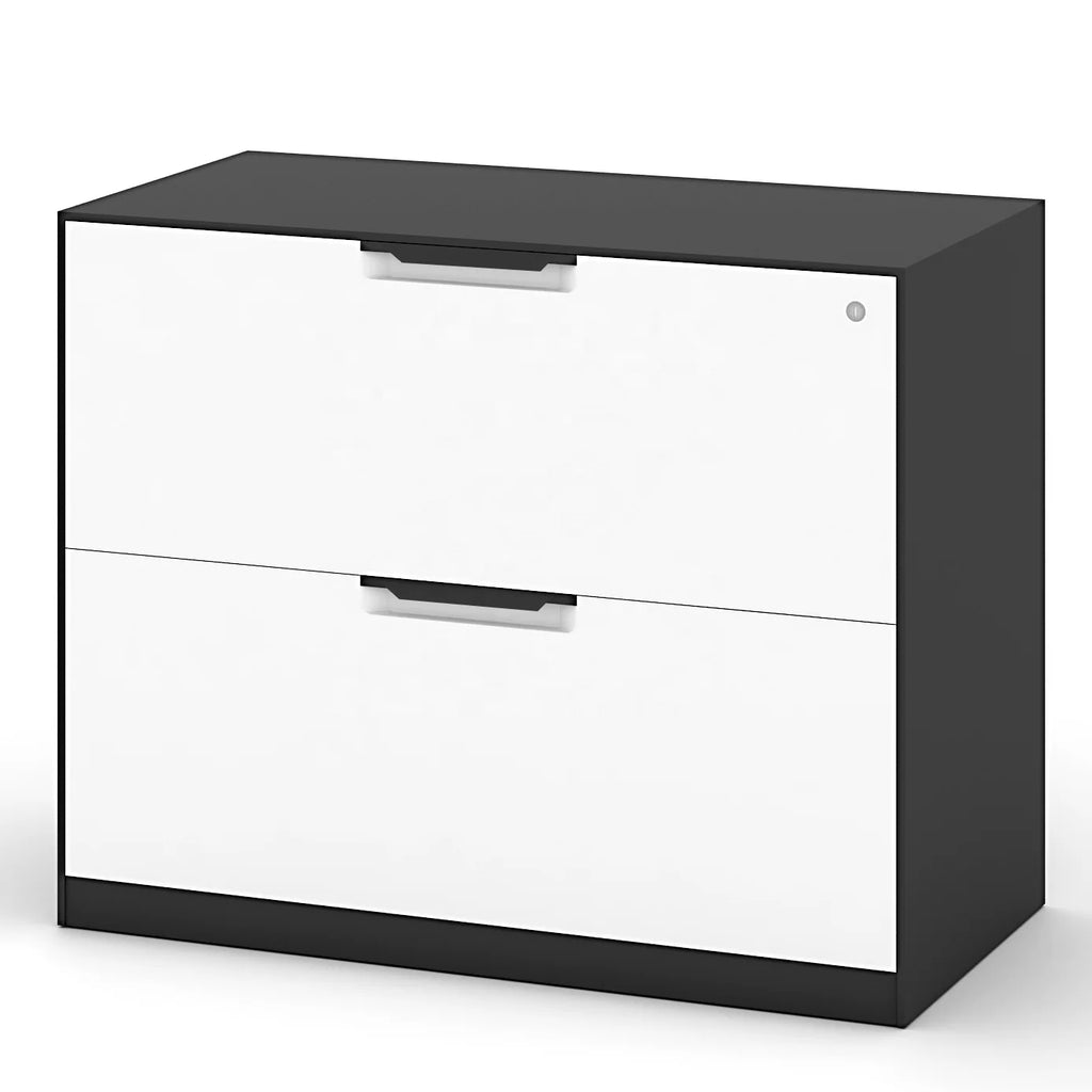 Modern 2 Tier 2 Drawer Steel Black Lateral File Cabinet With Handle With Fire And Moisture-proof For Home Office Furniture