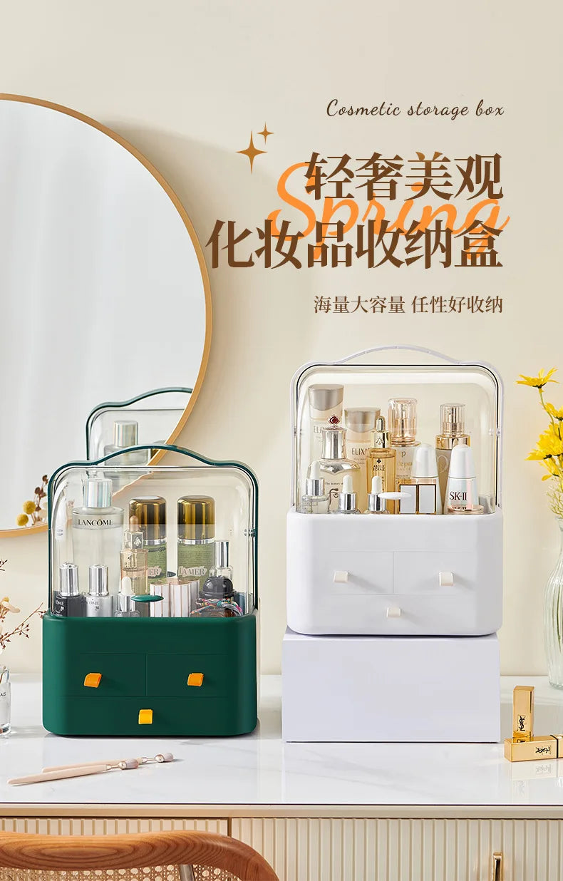 Cosmetic Organizer Countertop Organizer For Dresser With Lid And Drawer Countertop Waterproof And Dustproof Skin Care Organizer