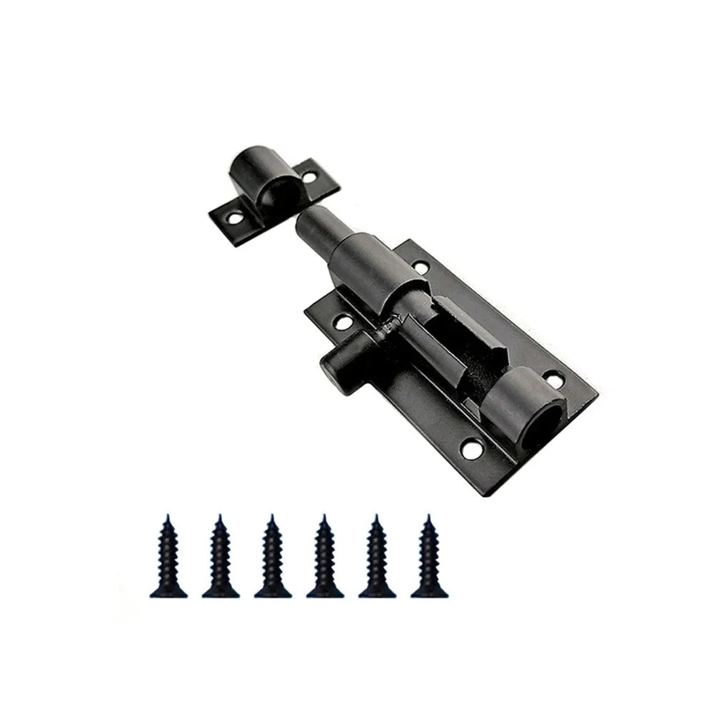 Black Door Lock Barrel Aluminum Alloy Door Lock Latch for Home Hardware Gate Safety Door Bolt Tower Window Catch Lock Silver