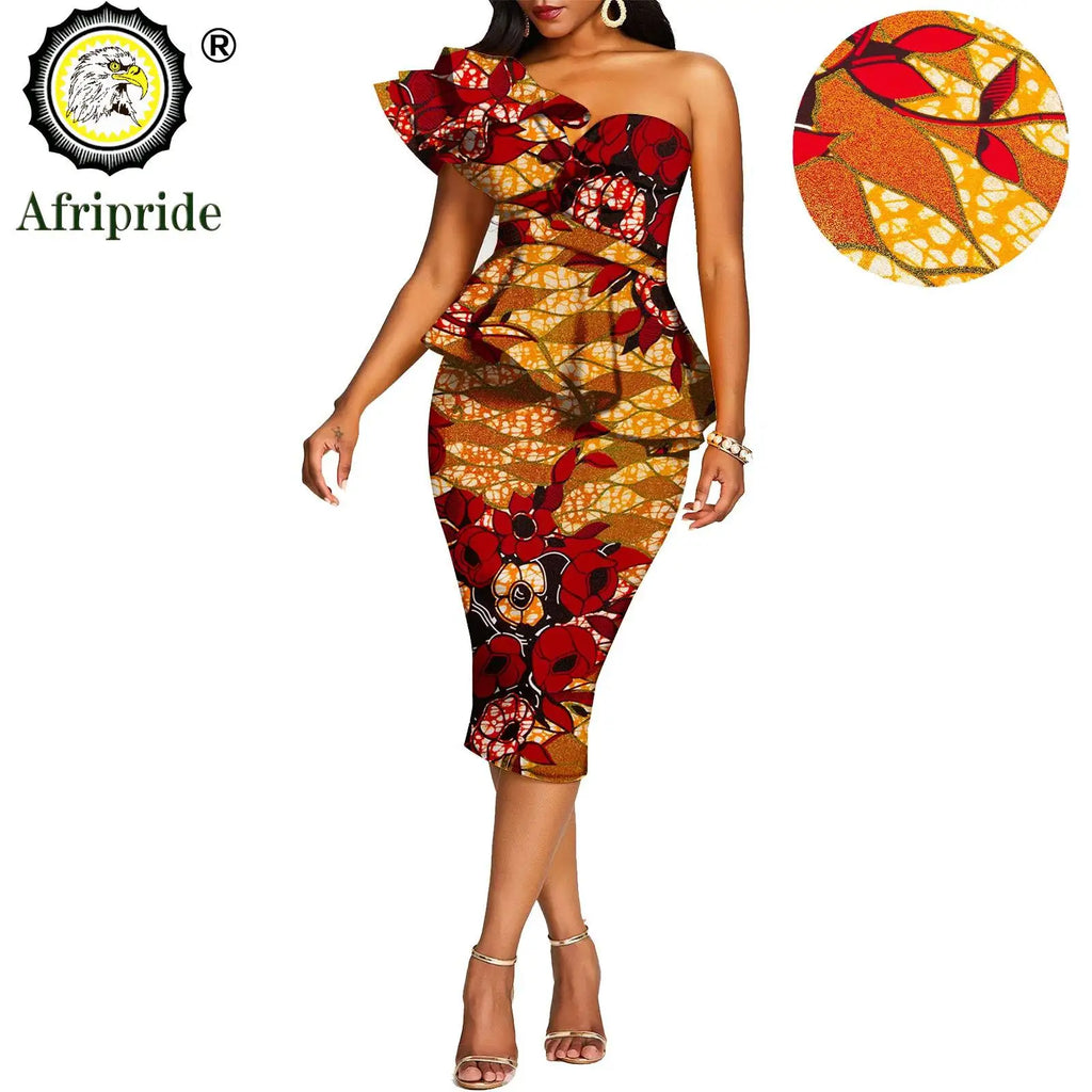 African 2 Piece Set for Women Crop Top + Print Skrit Set Ankara Clothing Dashiki Outfits Blouse Shirt Midi Skirt Casual S1926100