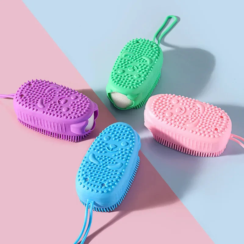 Bathroom brush silicone bath towel shower tool, labor-saving and convenient, double-sided bubble brush, sponge bath towel, house
