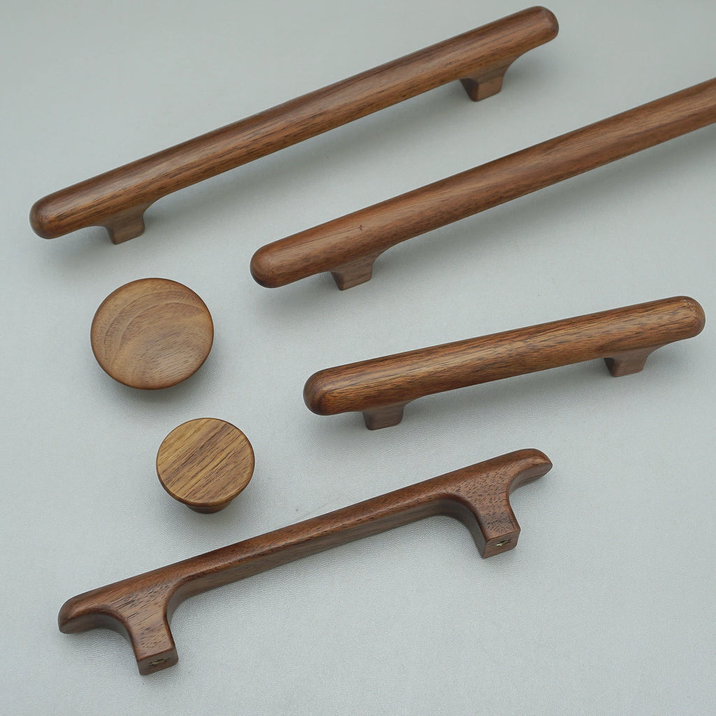 Solid Wood Cabinet Handles Modern Drawer Knobs Black Wardrobe Pulls Walnut Oak Cupboard Door Handle Furniture Hardware 320mm