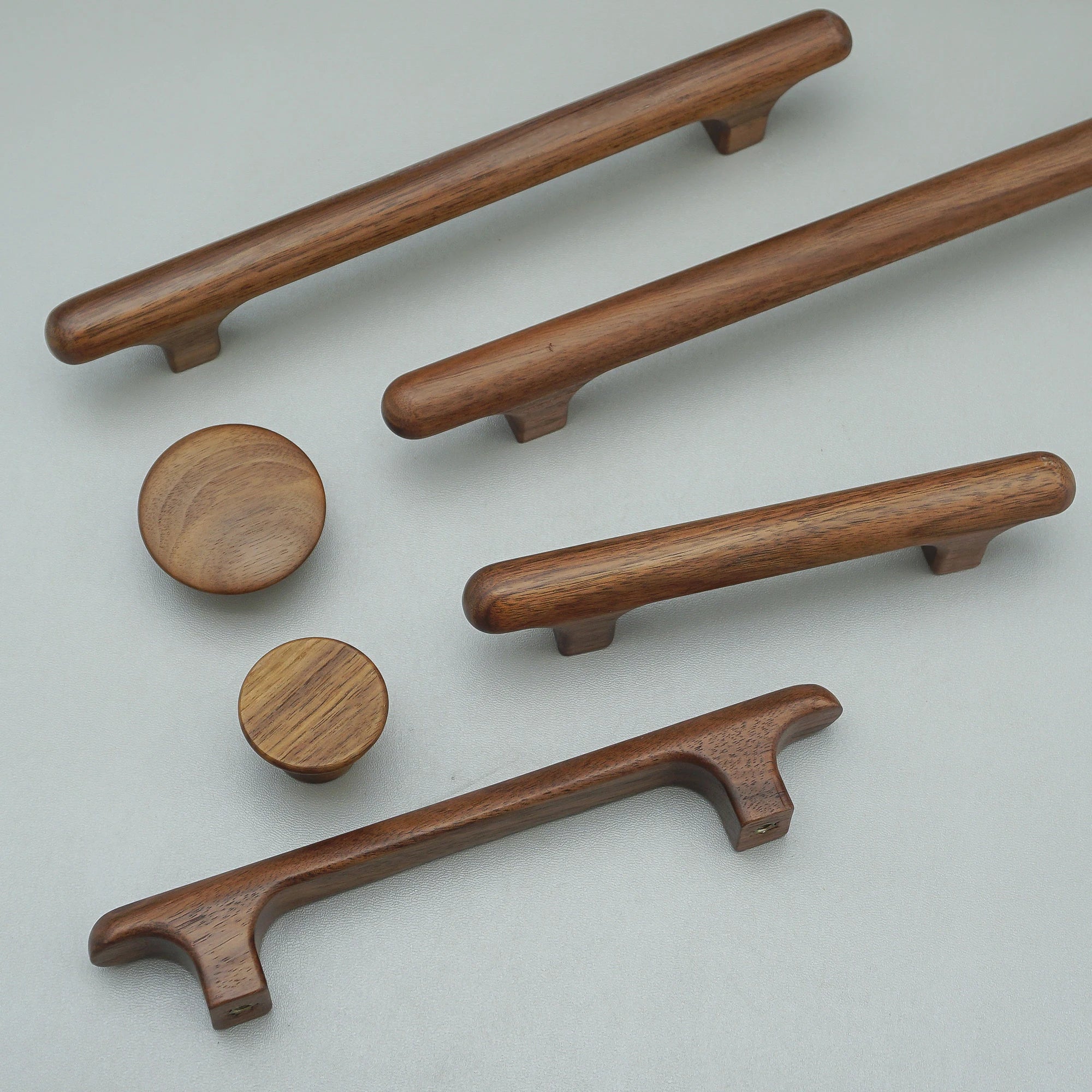 Solid Wood Cabinet Handles Modern Drawer Knobs Black Wardrobe Pulls Walnut Oak Cupboard Door Handle Furniture Hardware 320mm