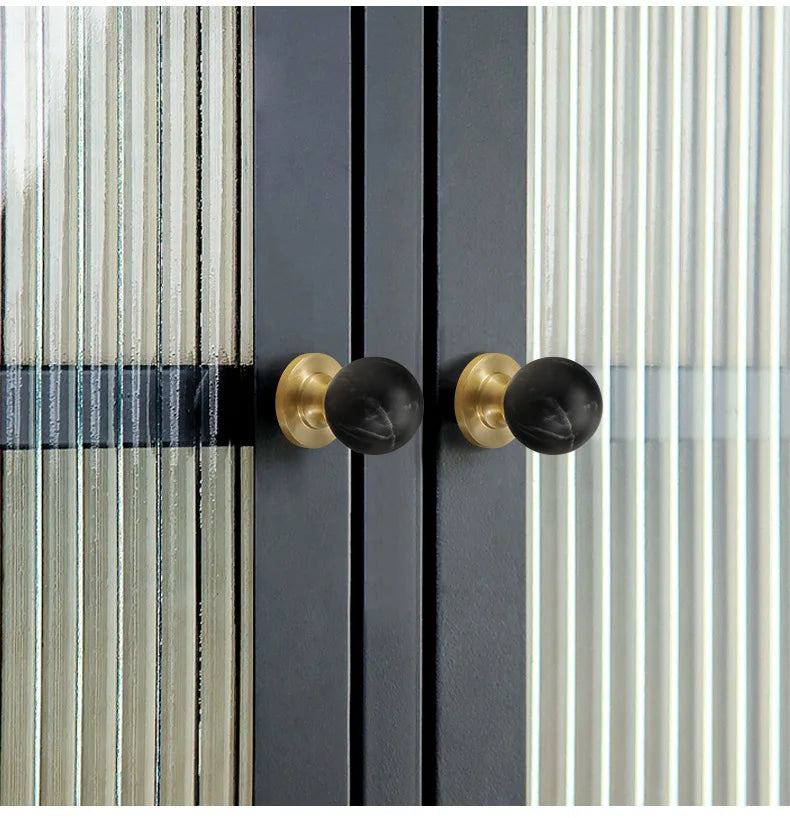 Brass Kitchen Cabinet Handles White Black Ball Drawer Knobs Modern Simple Wardrobe Cupboard Pulls Marble Furniture Handles