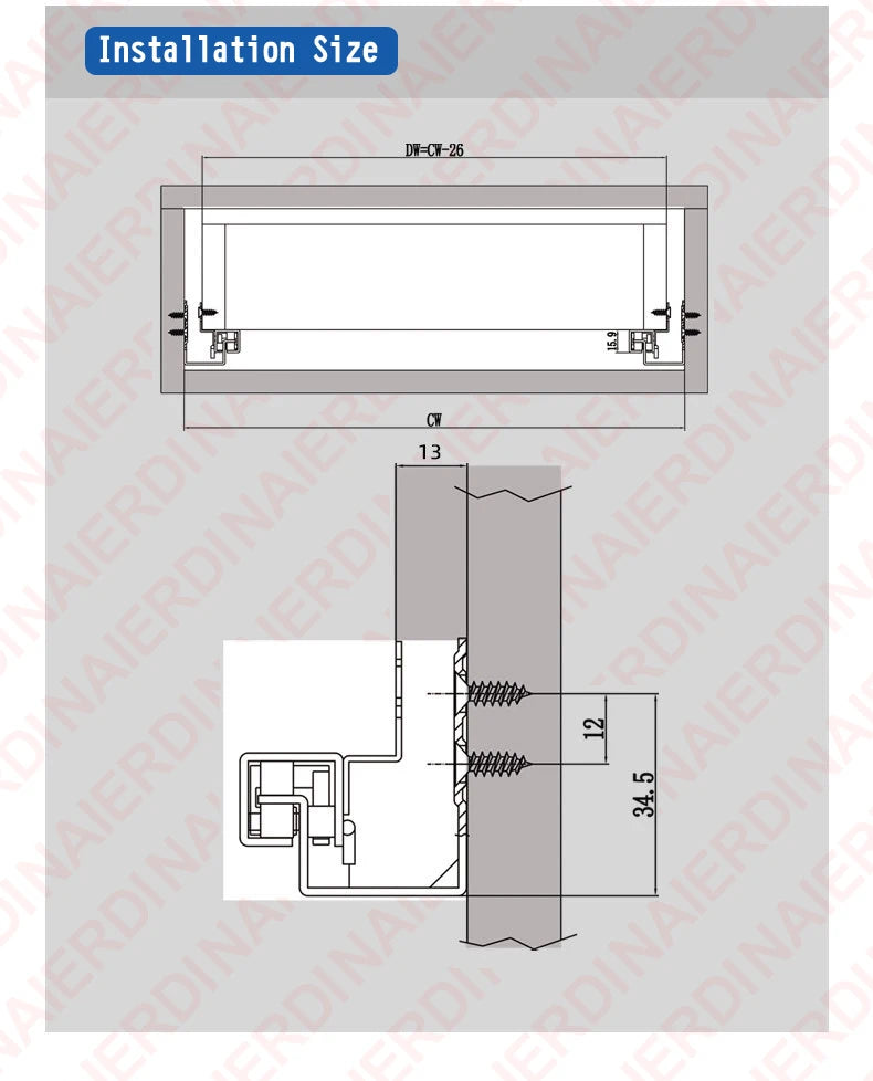 NAIERDI 1Pair 10"-20" Under Mount Hydraulic Drawer Slides Rails Soft Close 2 Section Damper Buffer Hidden Tracks Drawer Rails